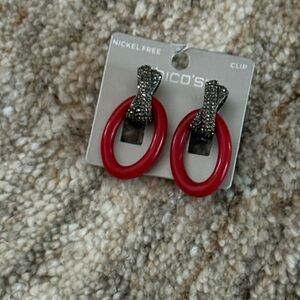 Chico's Bold Red Clip Earrings